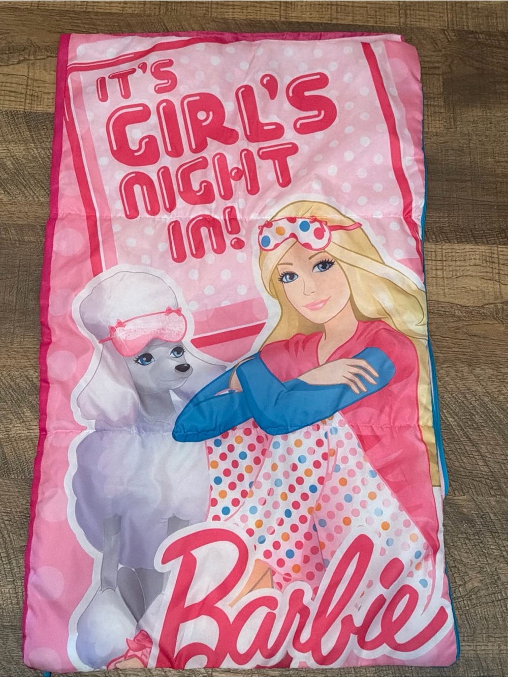 Vintage Barbie Pink Polka-Dot Sleep Sack with Blue Accents sleeping bag